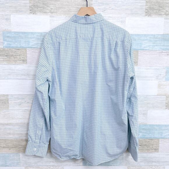 Bonobos Slim Fit Poplin Shirt Blue Green Plaid Button Down Cotton Mens Large - Picture 3 of 6